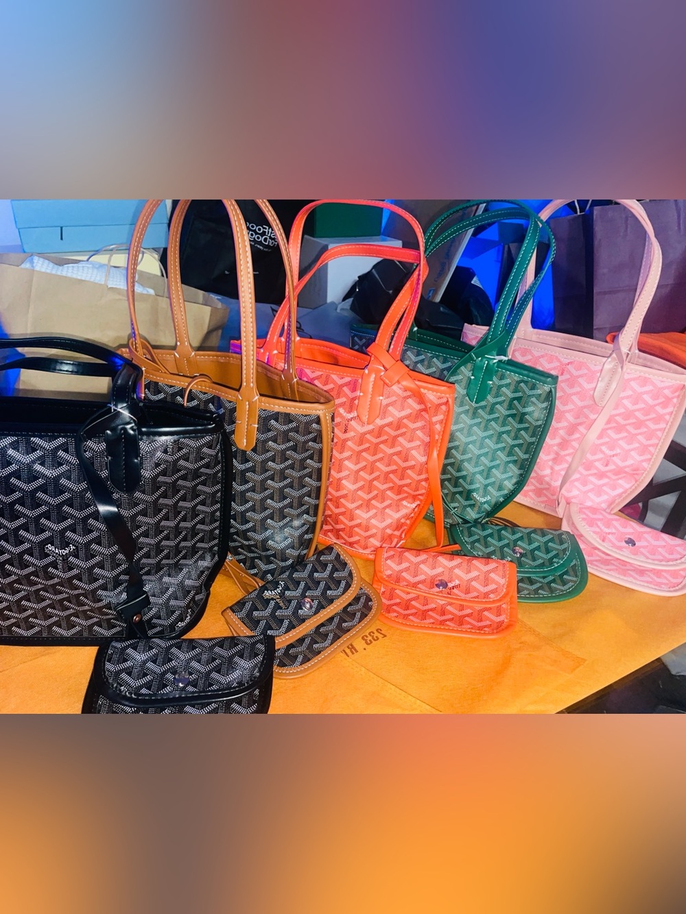 🔥Mini Goyard Tote Bag black caramel pink green